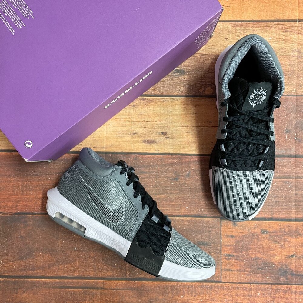 Nike Men's Lebron Witness VIII Gray/Black Basketball Shoes
